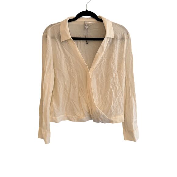 Mango White Viscose Wrap Top Size 6 - Picture 1 of 3